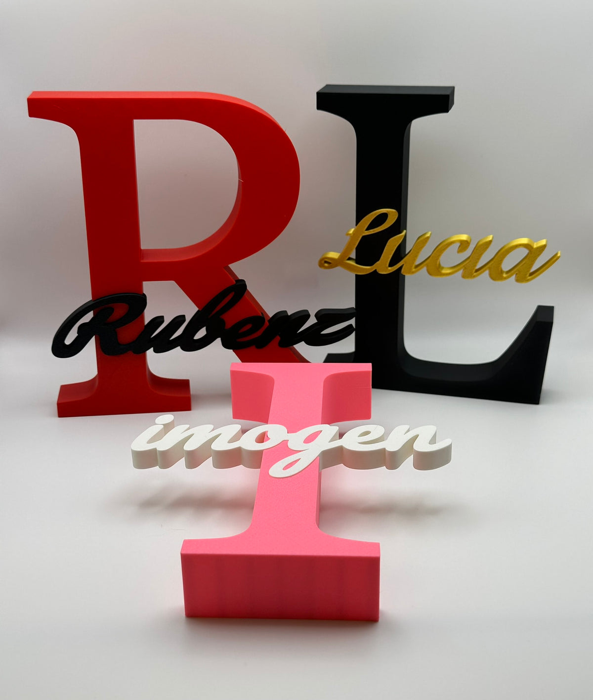 Personalised free-standing name plaque for desk, shelf, or window ledge