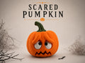 Scared Pumpkin with Flickering LED Tealight